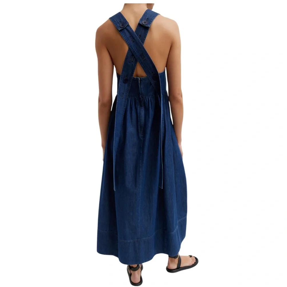 Tibi Light Weight Stone Wash Sculpted Dress Dark Enzyme Wash Size 6 NWT - Picture 11 of 16
